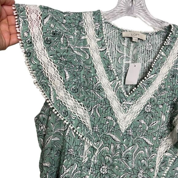 Loft Spring Bloom Lacy Ruffle Peplum Top Size Small - Picture 6 of 11